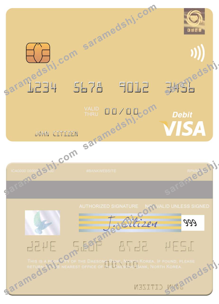 North Korea Daesong Bank visa debit card
